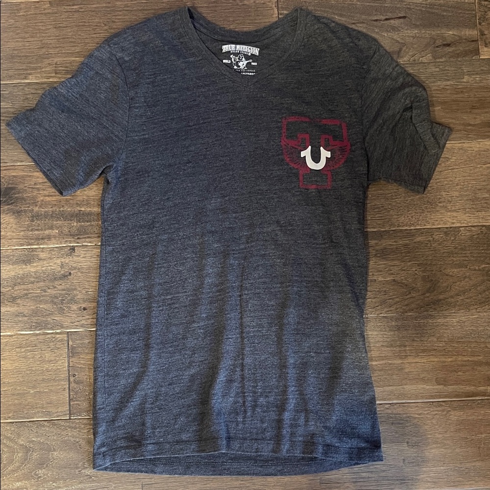 True Religion Charcoal and Red Men's Tee